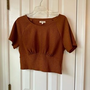 Madewell Shirred Crewneck Crop Top Size L, new